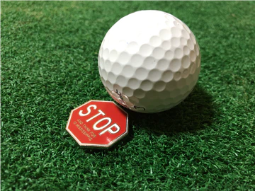 Stop and think golf ball marker